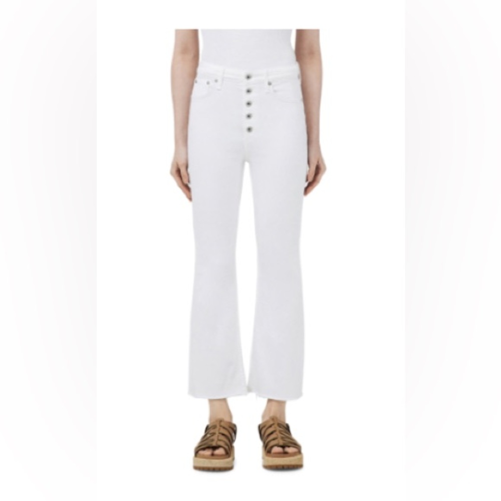 Rag & Bone White Button-Fly Jeans